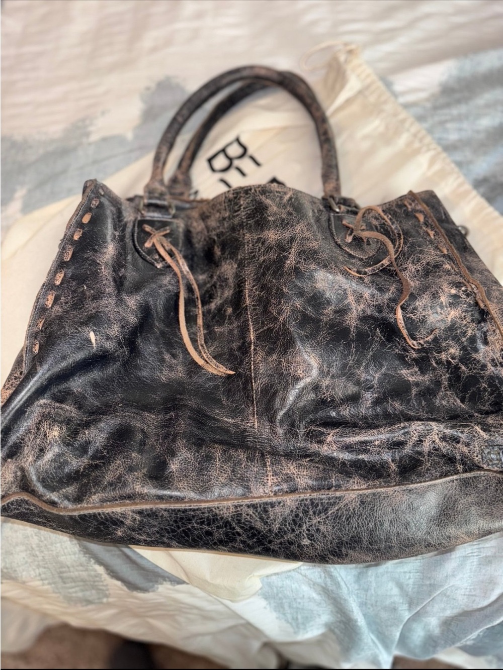 Bed Stu Rockaway Distressed Leather Tote Brown